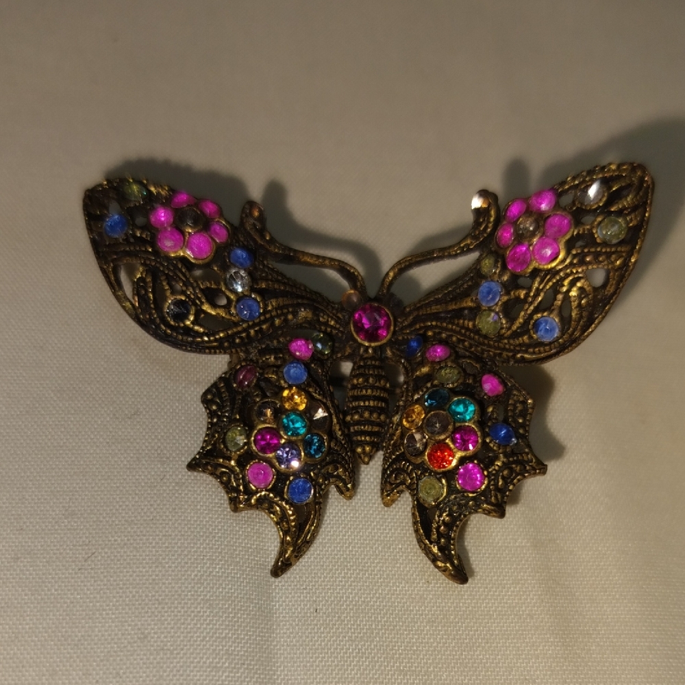 Elegant Butterfly Brooch with Multicolor Accents